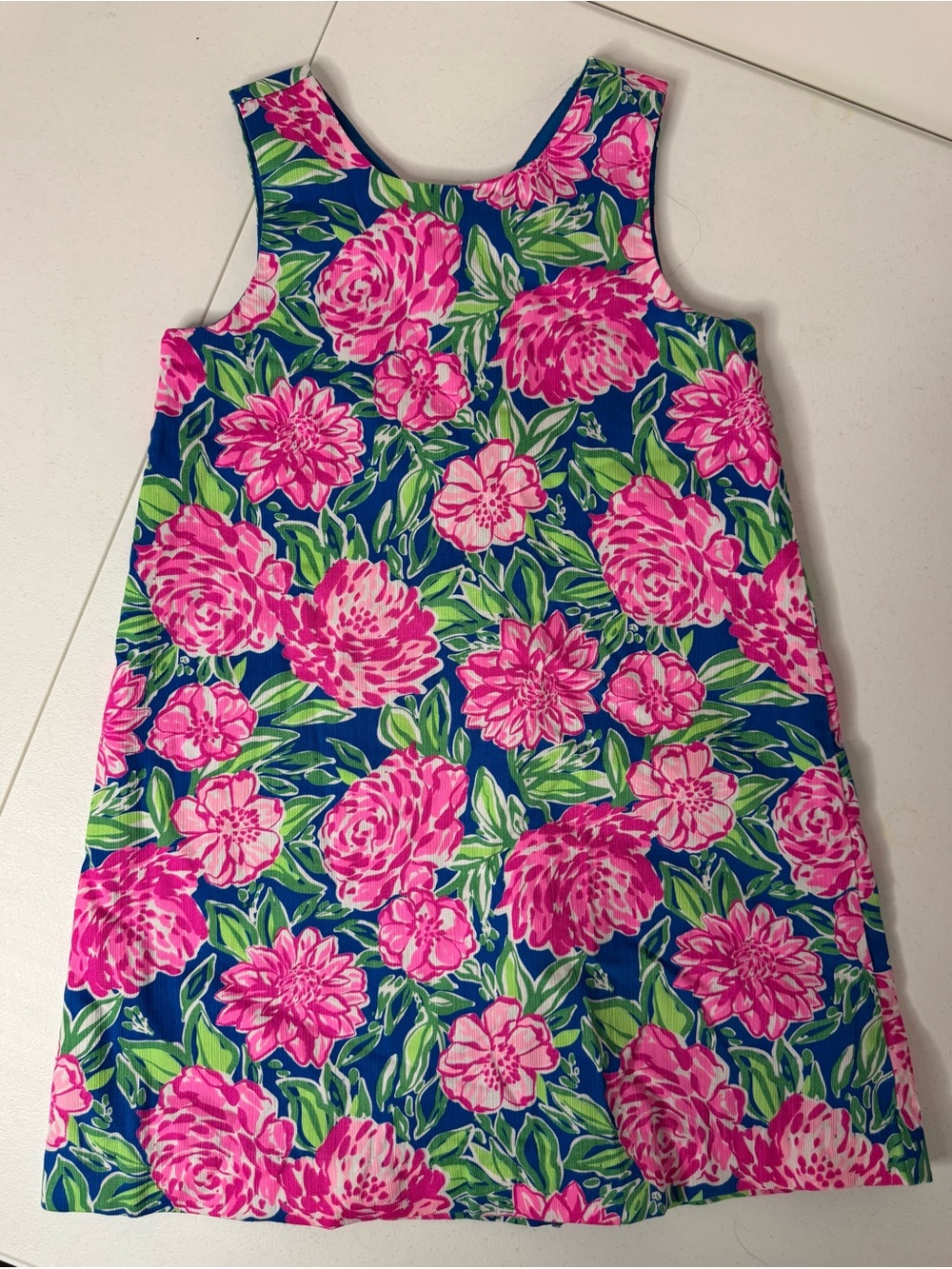 Tommy Bahama Blue Floral Shift Dress with Pink and Green Print